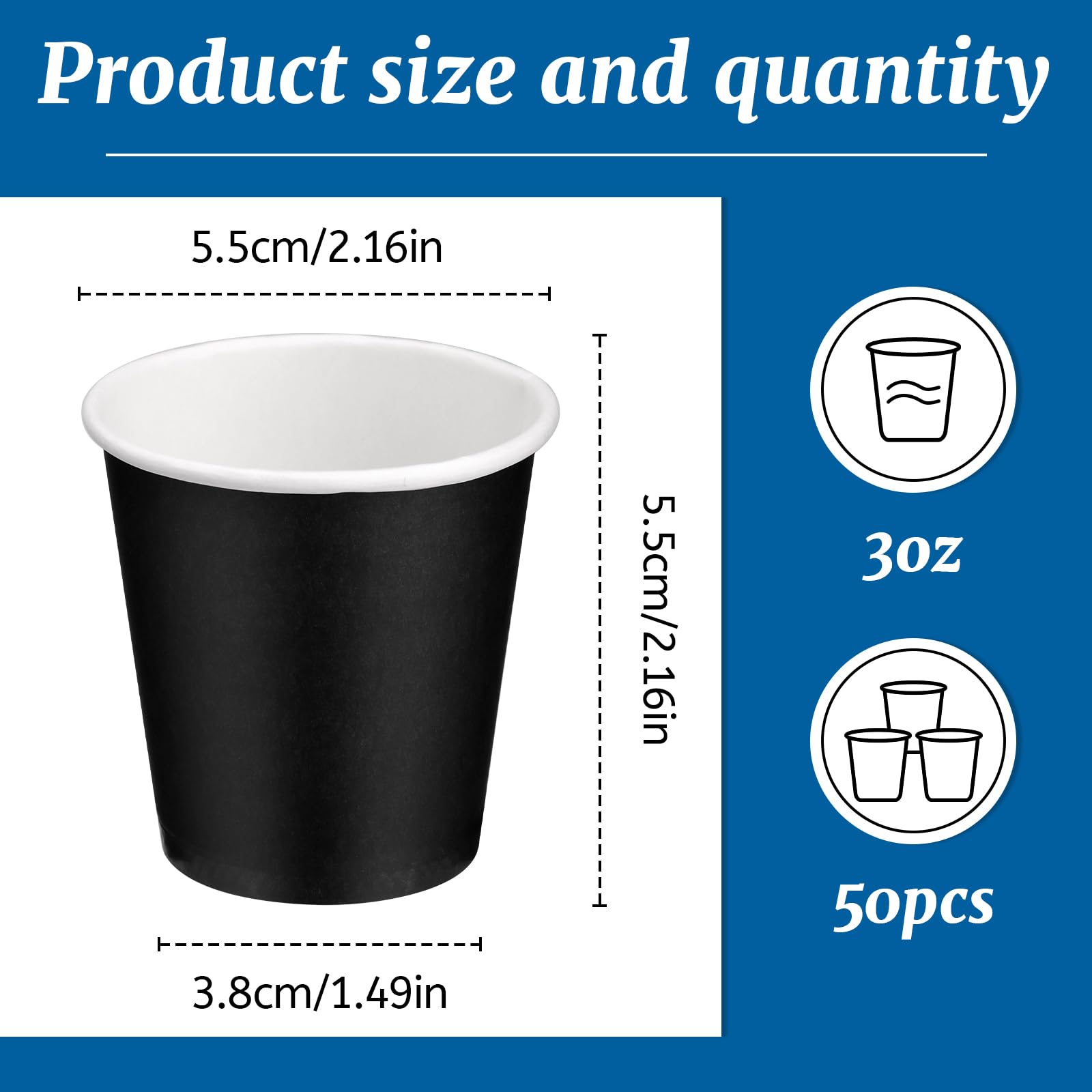 ENCHOL 50 Pack 3 oz Paper Cups, Disposable Bathroom Cups, Mouthwash Cups, Mini Espresso Cups - Image 2