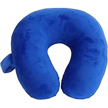 Kids Travel Neck Pillow - Cozy Soft Microfiber, Compact Design for Airplane, Car Seat, or Toddler Travel Support &ndash; Blue