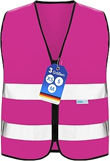 EAZY CASE Gilet réfléchissant pour enfants - Gilet de sécurité à fermeture éclair avec réflecteurs - Respirant - Réfléchissant - Pour augmenter la visibilité sur la route - M - Rose