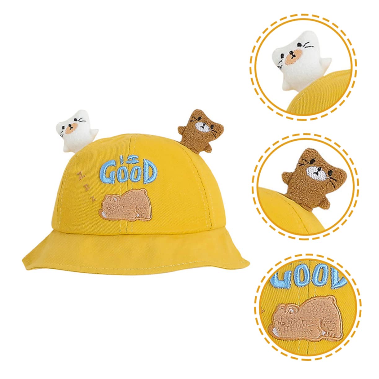 KOMBIUDA 5stücke Cartoon Bär Hut Für Mädchen Breiter Sonnenschutz Bucket Hat Für Jungen Und Mädchen Für Strand Camping Und Outdoor-aktivitäten Und Leicht Uv-Schutz
