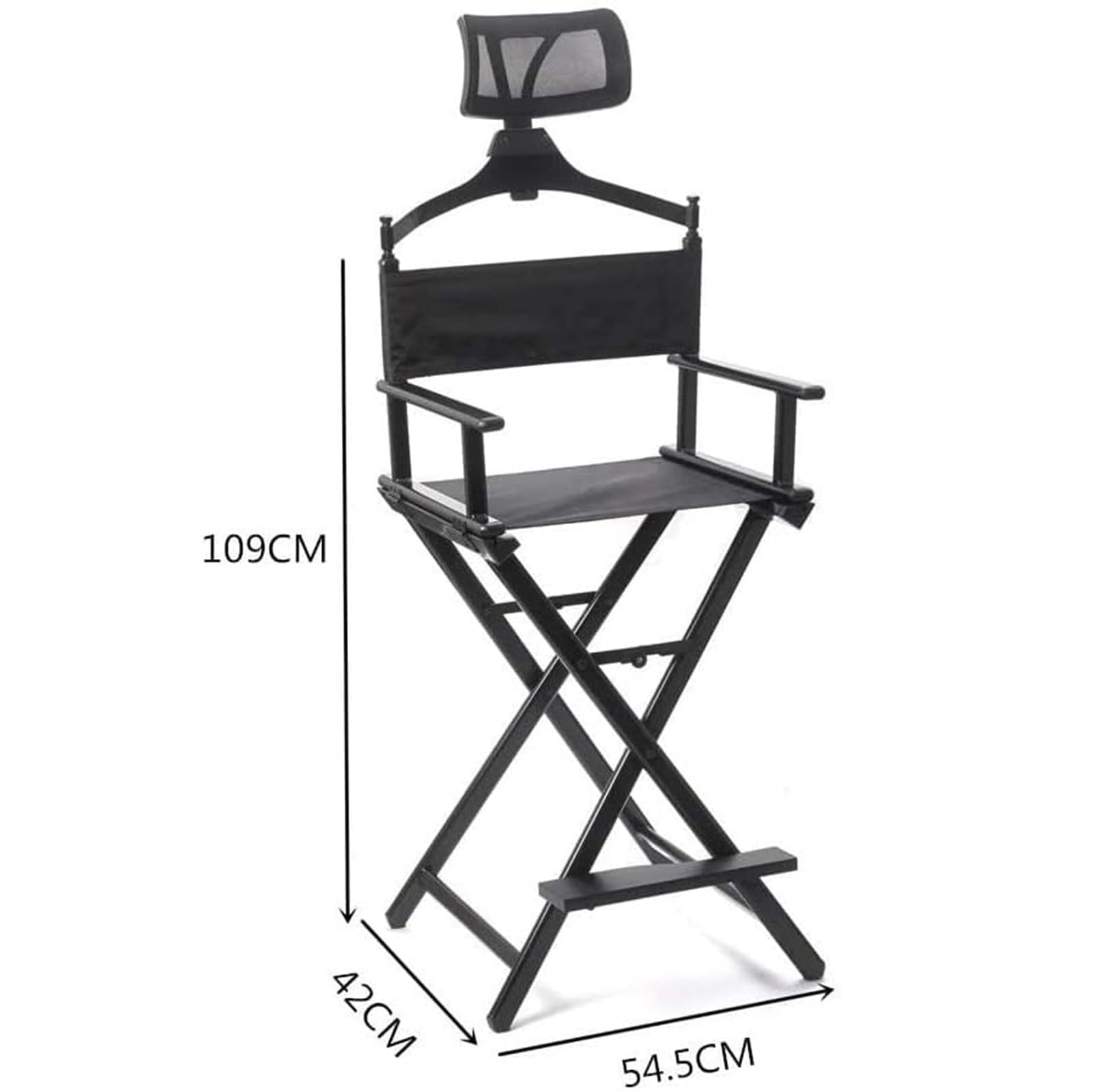 Sedia portatile per truccatori con poggiatesta, leggera, pieghevole, per professionisti, struttura in alluminio, compatta, facile da trasportare, per truccatori e registi cinematografici