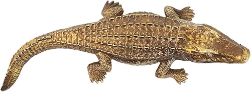 Miniatura 6 de Howard Elliott Collection 52029 Esculturas de oro de cocodrilo antiguo para decoración del hogar, estatua para estantes de libros, consolas,