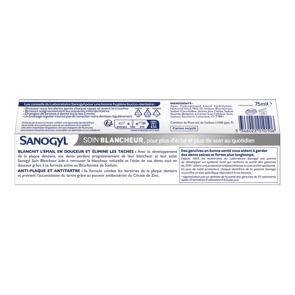 Sanogyl Pasta do zębów Pielęgnacja Białość Tuba 8x75 ml