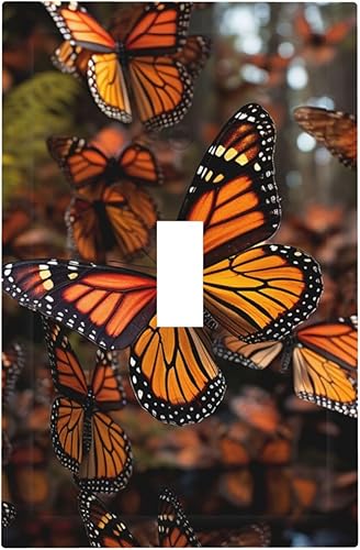 Monarch - Cubiertas de toma de corriente con estampado de mariposas de 1 banda, placa decorativa de pared, tamaño estándar, placa frontal eléctrica
