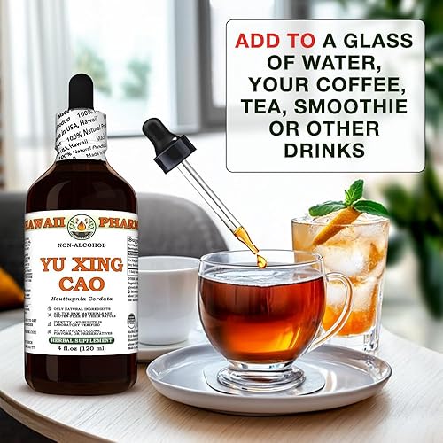 Miniatura 8 de Yu Xing Cao (Houttuynia Cordata) Glicerita de hierbas secas, fabricada en Hawái, totalmente natural, vegano, probado en laboratorio, extracto