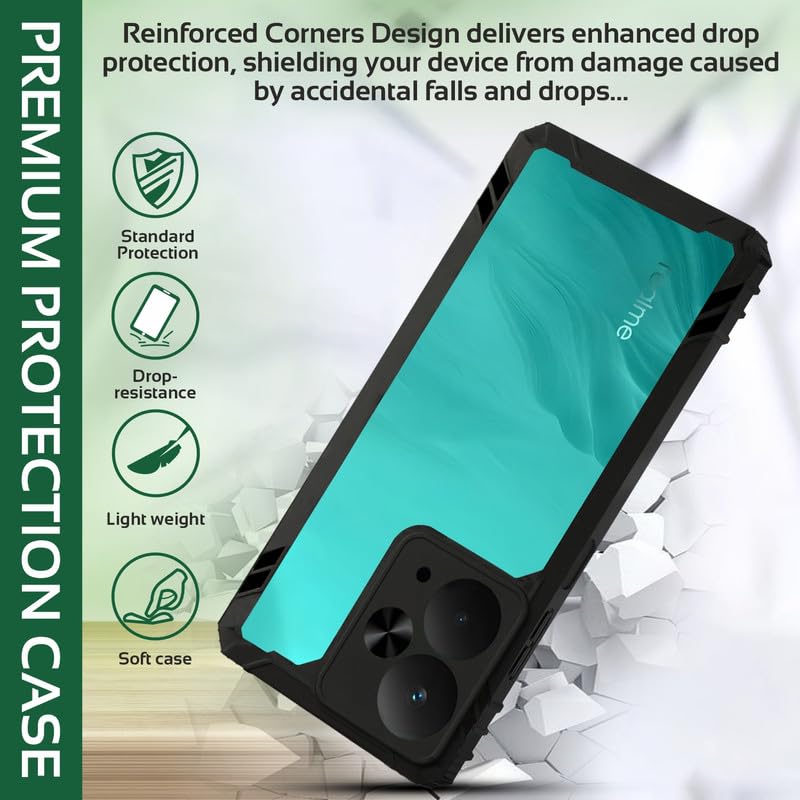 Image of AIBEX Crystal Clear Back Cover Case for Realme 14T 5G | Transparent Shockproof Case | 360 Protection | Slim TPU + PC Bumper | Non-Yellowing Clear Back | Precise Fit