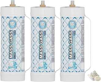 MassGass Whipped Cream Chargers, 3.3L Tanks, 2112g Whip Cream Charger Cylinder Unflavored Food Grade 99.99% Pure(3 Cylinders)