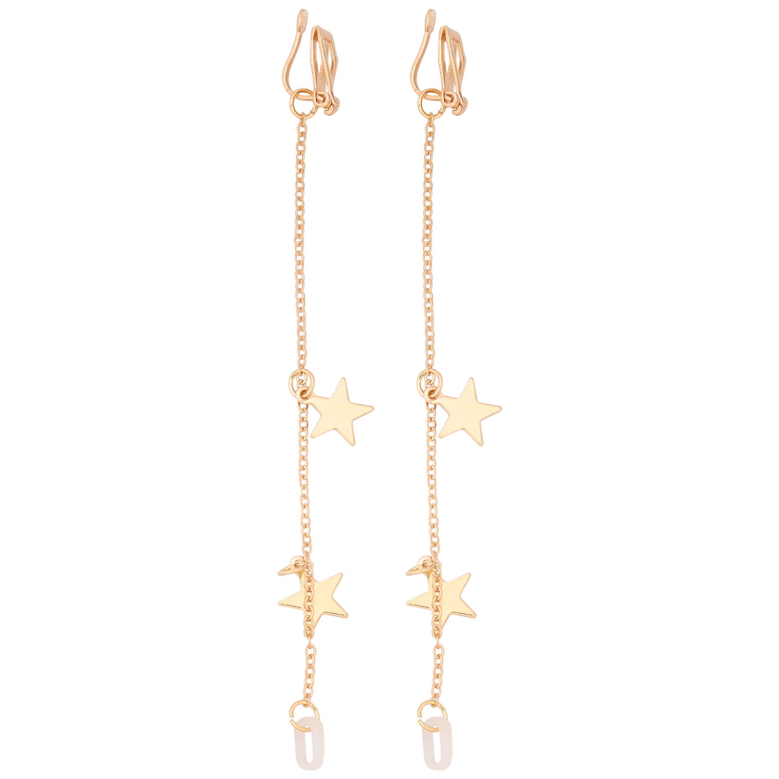 Happyyami 1 Pair Anti-lost Earrings Apple Wireless Earphone Earrings Clip Chain Earring Eabuds Earring Christmas Earphone Ear Hook Fashion Earrings Ear Line Tassel Long Earrings Alloy