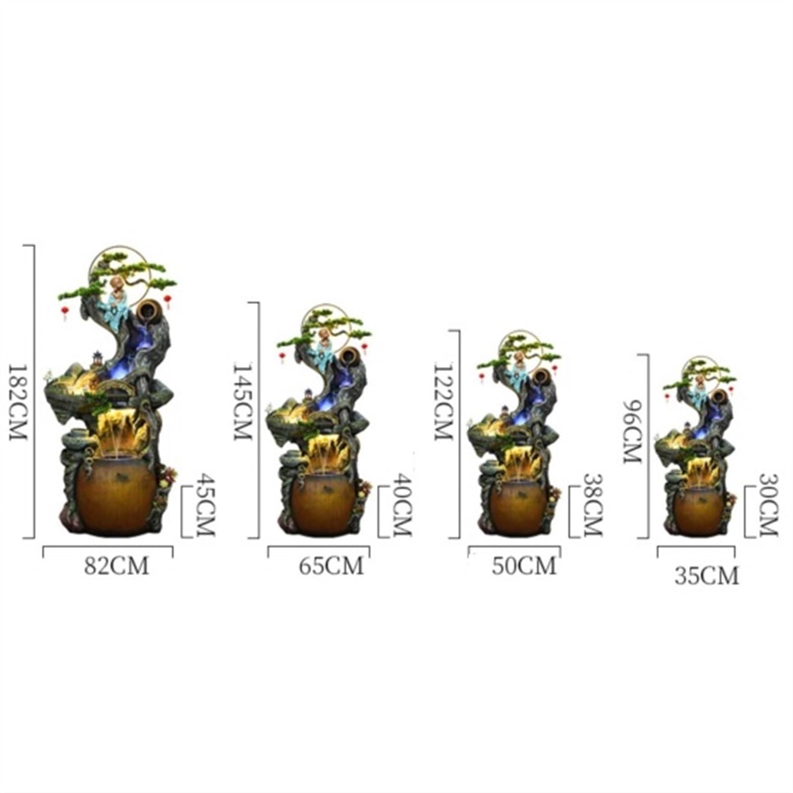 Jingzai202405 Indoor Floor Fountain Chinese Rockery Water Fountain Landscape, Garden Home Decoration, Balcony Courtyard Garden Decoration Water Fountain(M)