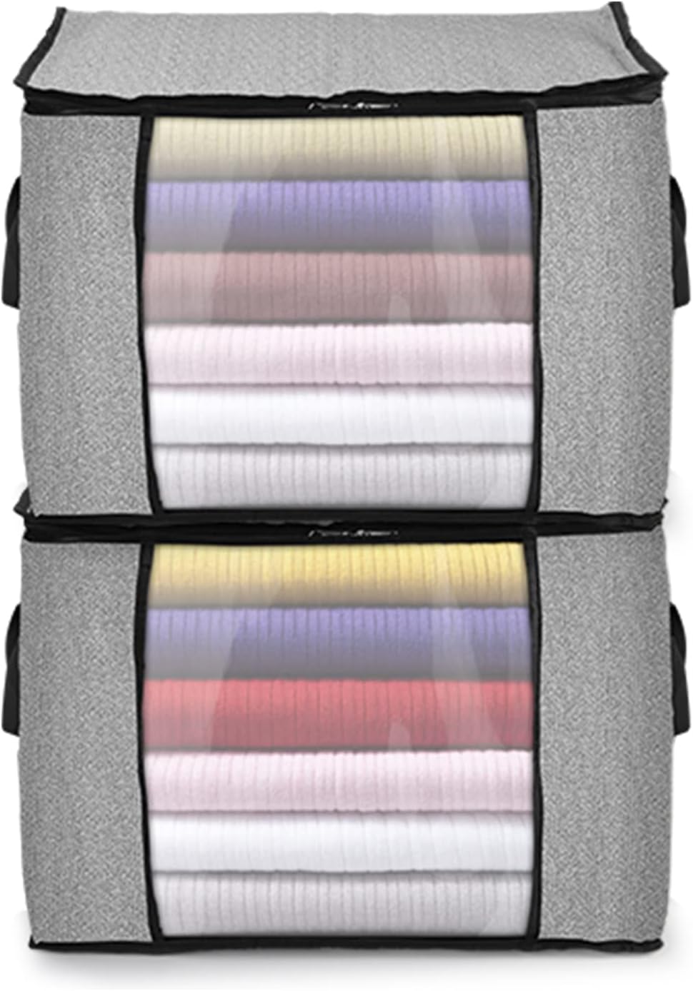 BoxLegend 77L Clothes Storage Bag Closet Organizers Clothing Moving Bags with Reinforced Handle Thick Fabric for Comforters, Blankets, Bedding, Foldable with Sturdy Zipper, Transparent Window