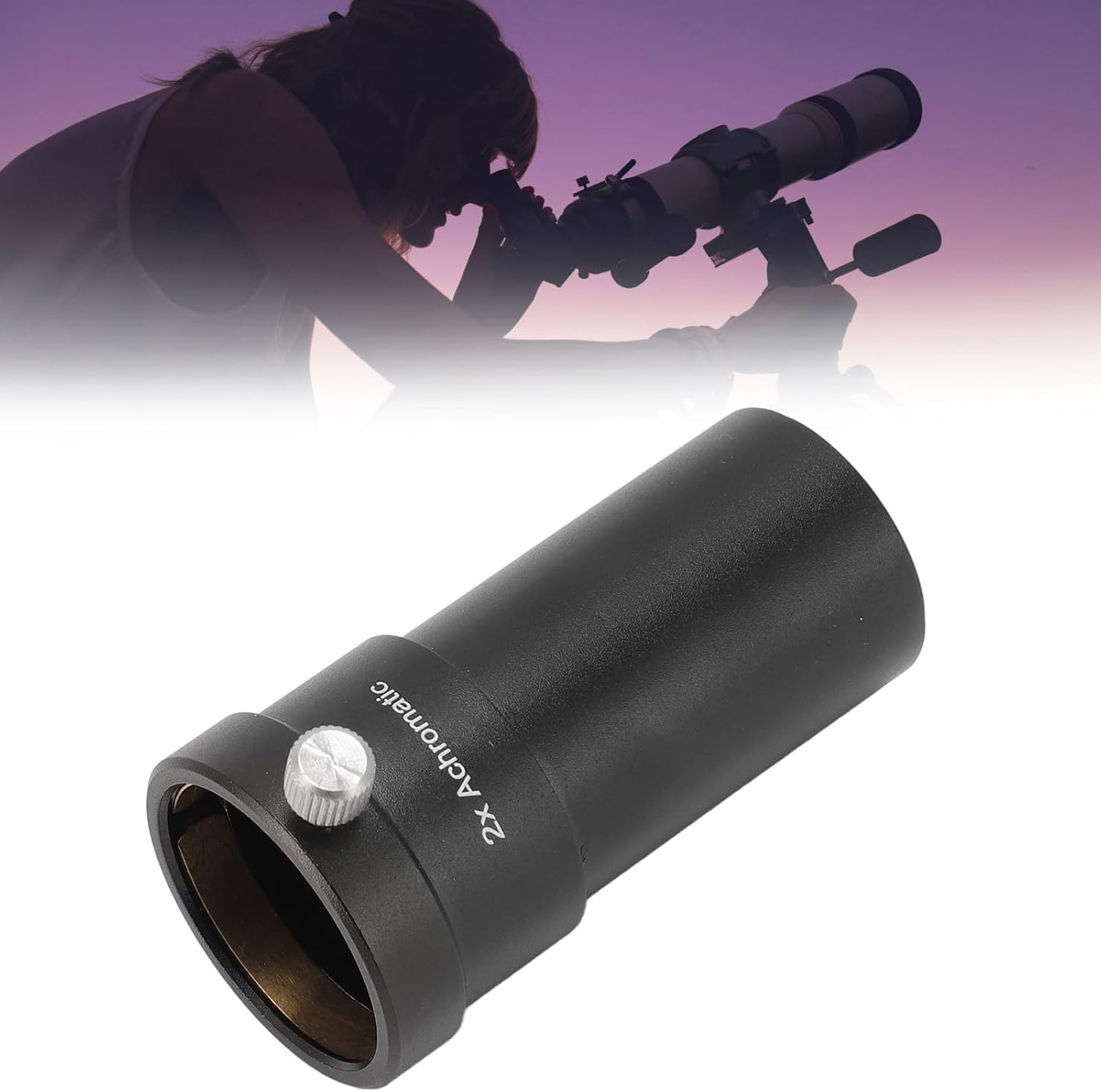 2X Lens, Metal Lens 2X Magnification, Eyepiece Lens HD Optical Glass with Eyepiece Cover for 1.25 inch Telescope Eyepiece. Telescope Accessories