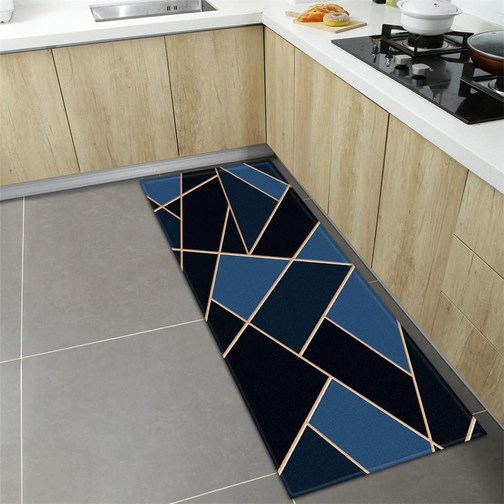 Kitchen Mat Home Entrance Door Mat Corridor Bathroom Long Carpet Bedroom Living Room Balcony Floor Decoration(Black,40cmx120cm)