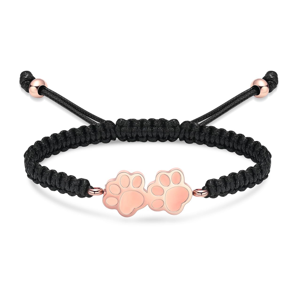 AIWENXI Pet Urn Bracelet for Dog Ashes - Adjustable Double Paw Print Bracelet for Dogs / Cats Ashes - Braided Rope Memorial Urn Bangle Jewelry