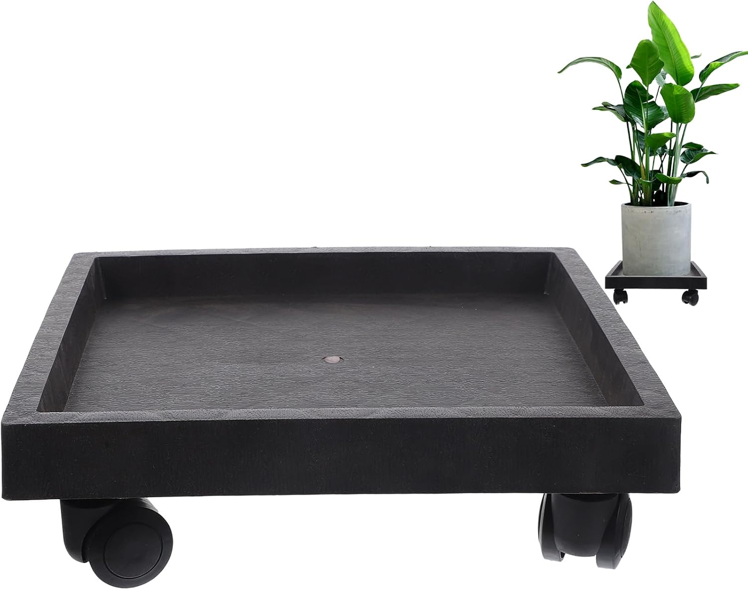 Plant Stand Tray Holder with Wheels Thickened Plastic Flower Pot Trolley for Easy Mobility Versatile Planter Caster for Garden Patio and Balcony