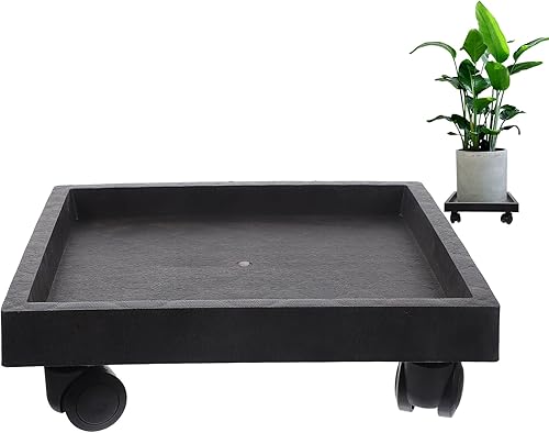 ERINGOGO Organizador cuadrado para plantas, movedor de macetas de 11 pulgadas con ruedas bloqueables, soporte de metal resistente para plantas y