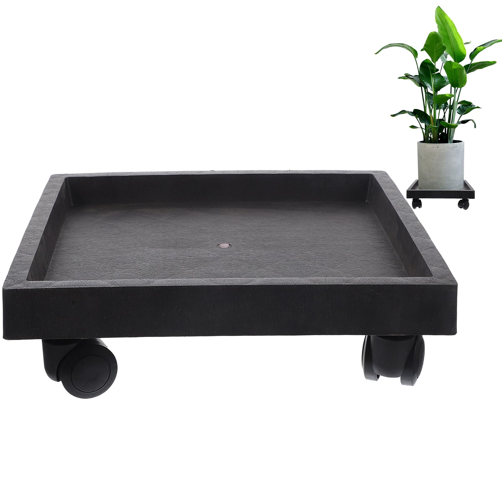 Outil de jardin et support de plante carré en métal 27,9 cm avec roulettes multidirectionnelles
