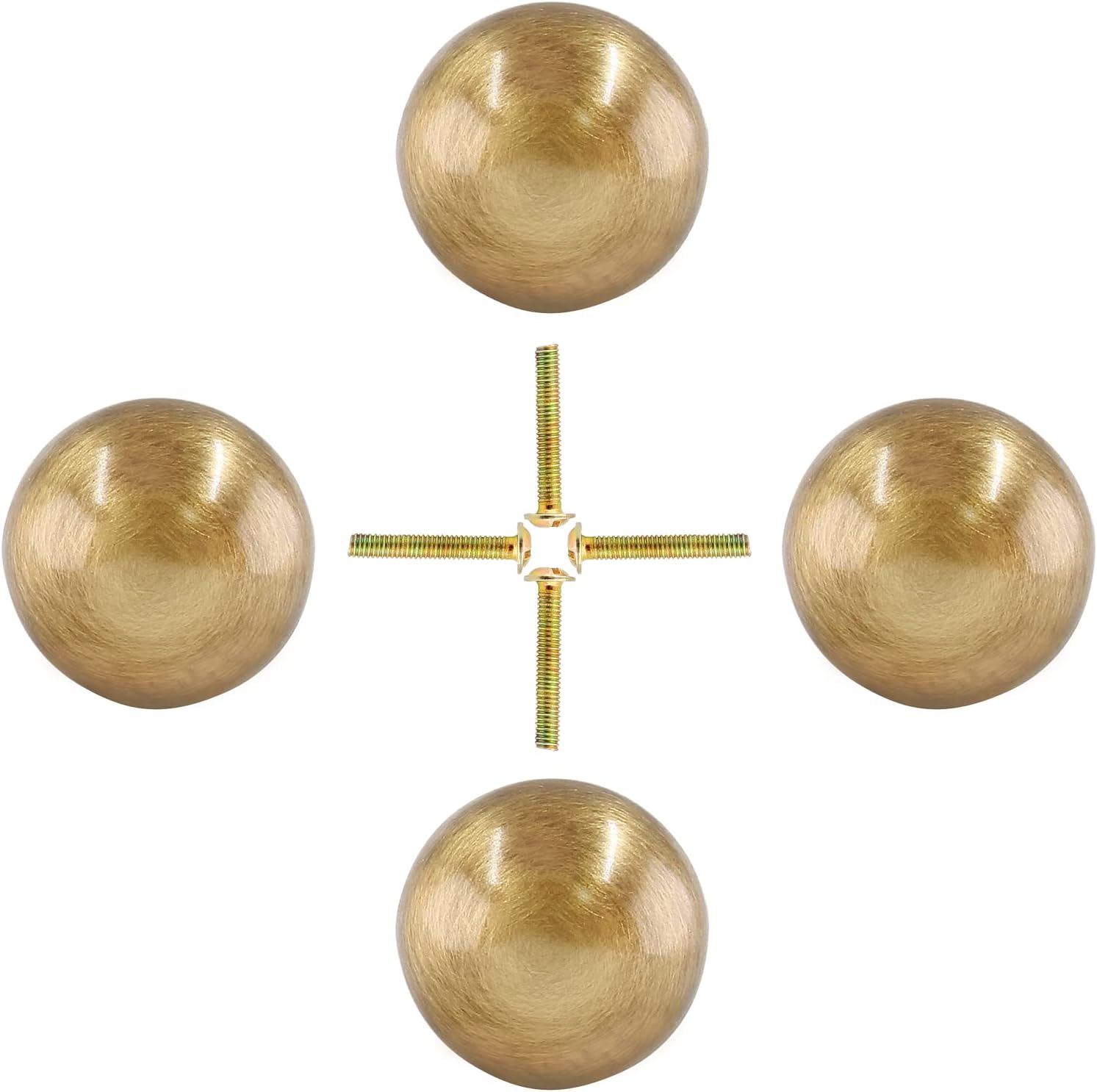 Jiozermi 4 Packs Mini Round Solid Brass Knobs, 3/4 Inch Diameter Brass Pulls, Gold Mini Drawer Pulls, Mini Knobs for Jewelry Box, Bronze