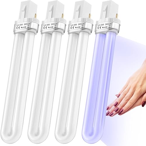 Miniatura 7 de IMIKEYA 4 bombillas de repuesto para secadora de uñas, 9 W, 365 nm, bombilla UV para uñas, gel de curado, herramienta de manicura para lámpara de