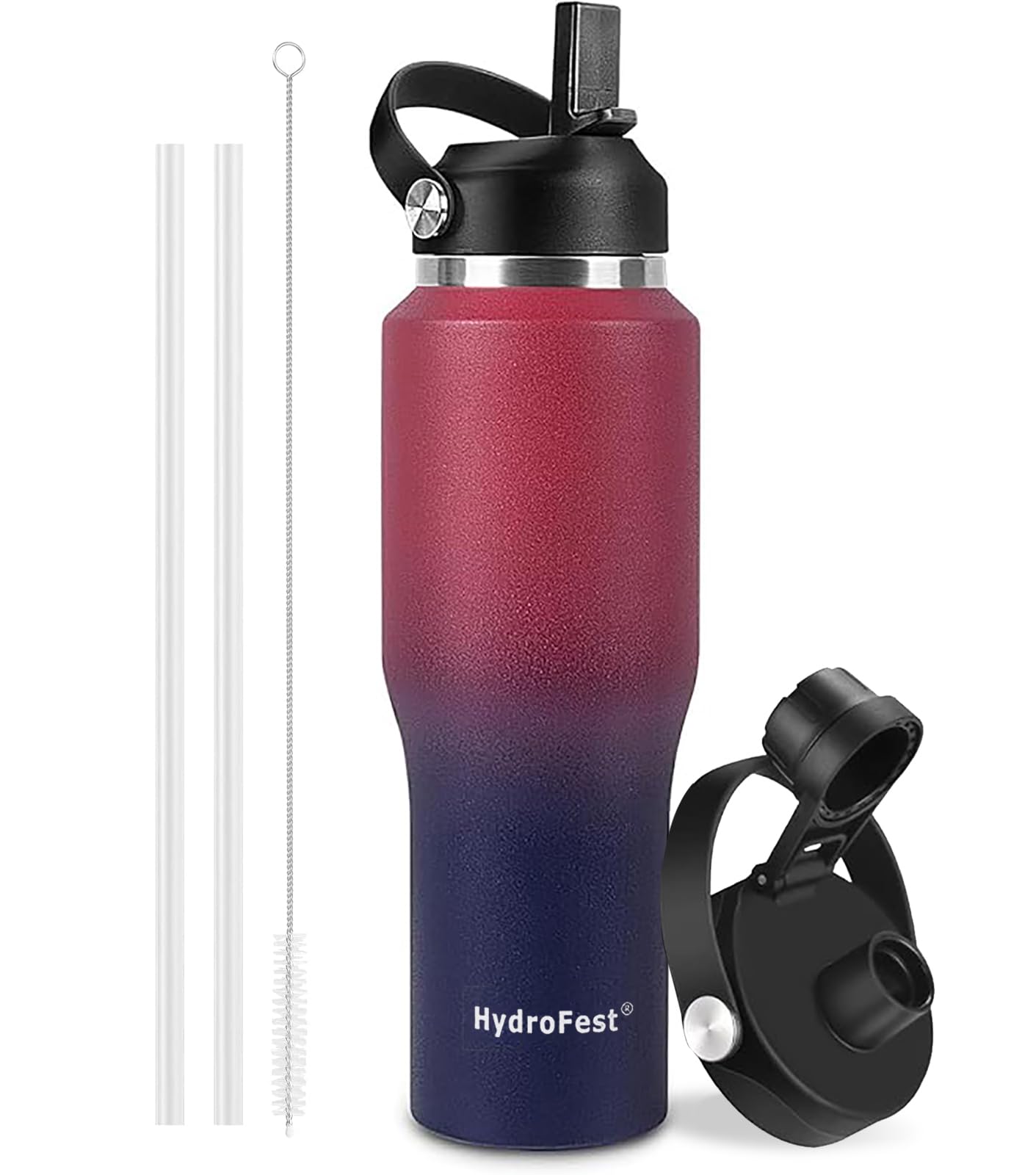 32oz Water Bottle Insulated with Straw,Leak Proof Water Bottles，Mens Water Bottle Stainless Steel for Gym,Hiking,Travel，Sport,1 Liter,Bpa free