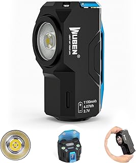 WUBEN X0 Rechargeable Mini Flashlight with Clip, 1100 High Lumens Small Pocket LED Flashlights, 175° Floodlight Right Angle Magnetic Flashlight, Super Bright 7 Modes for Hiking, Camping, Everyday Use