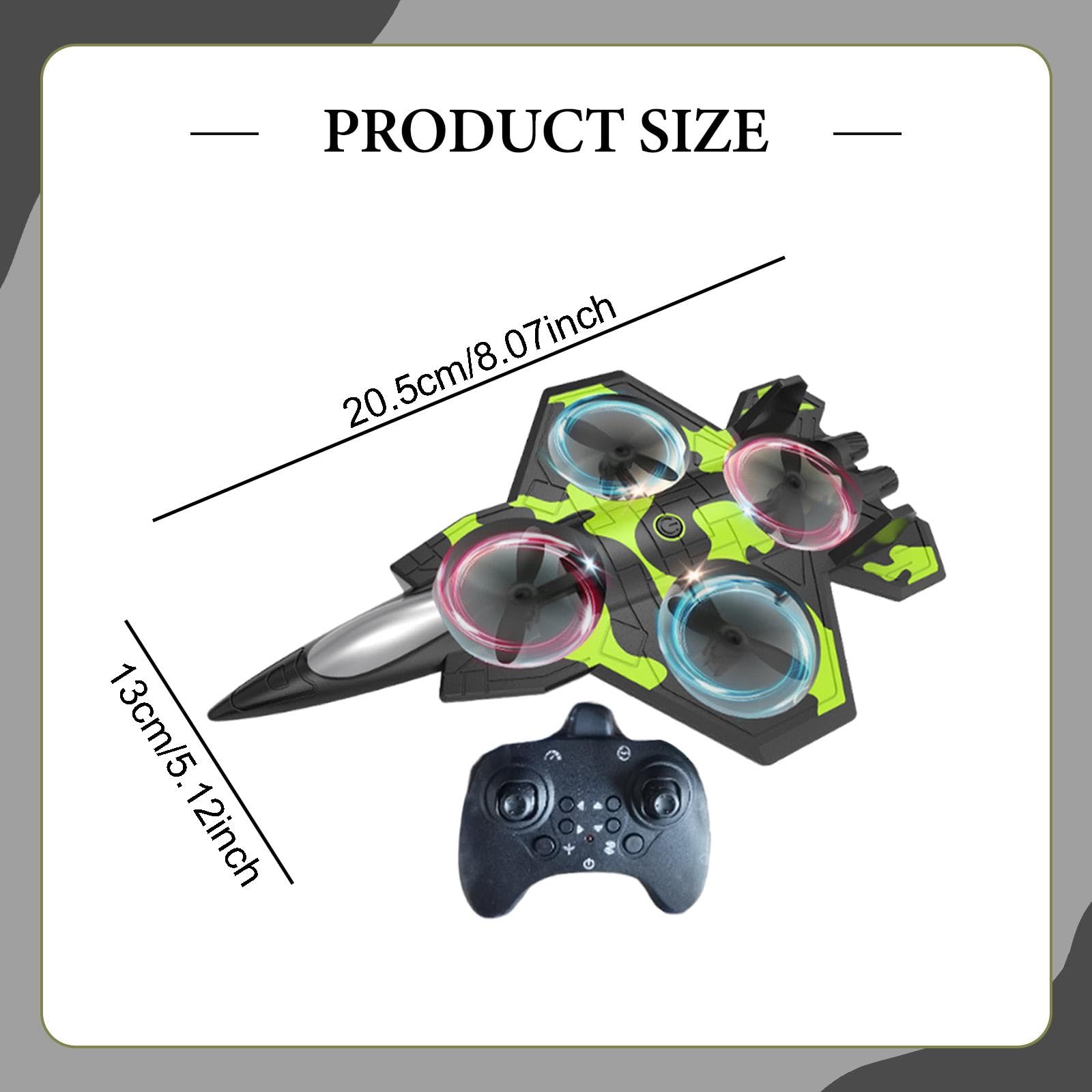Qianly Avión Teledirigido RC con Diseño Estable Motor Cuádruple Mejorado Modelo de Planeador Acrobático de PP Ligero Luces LED Coloridas Adecuado para, Negro Y Verde