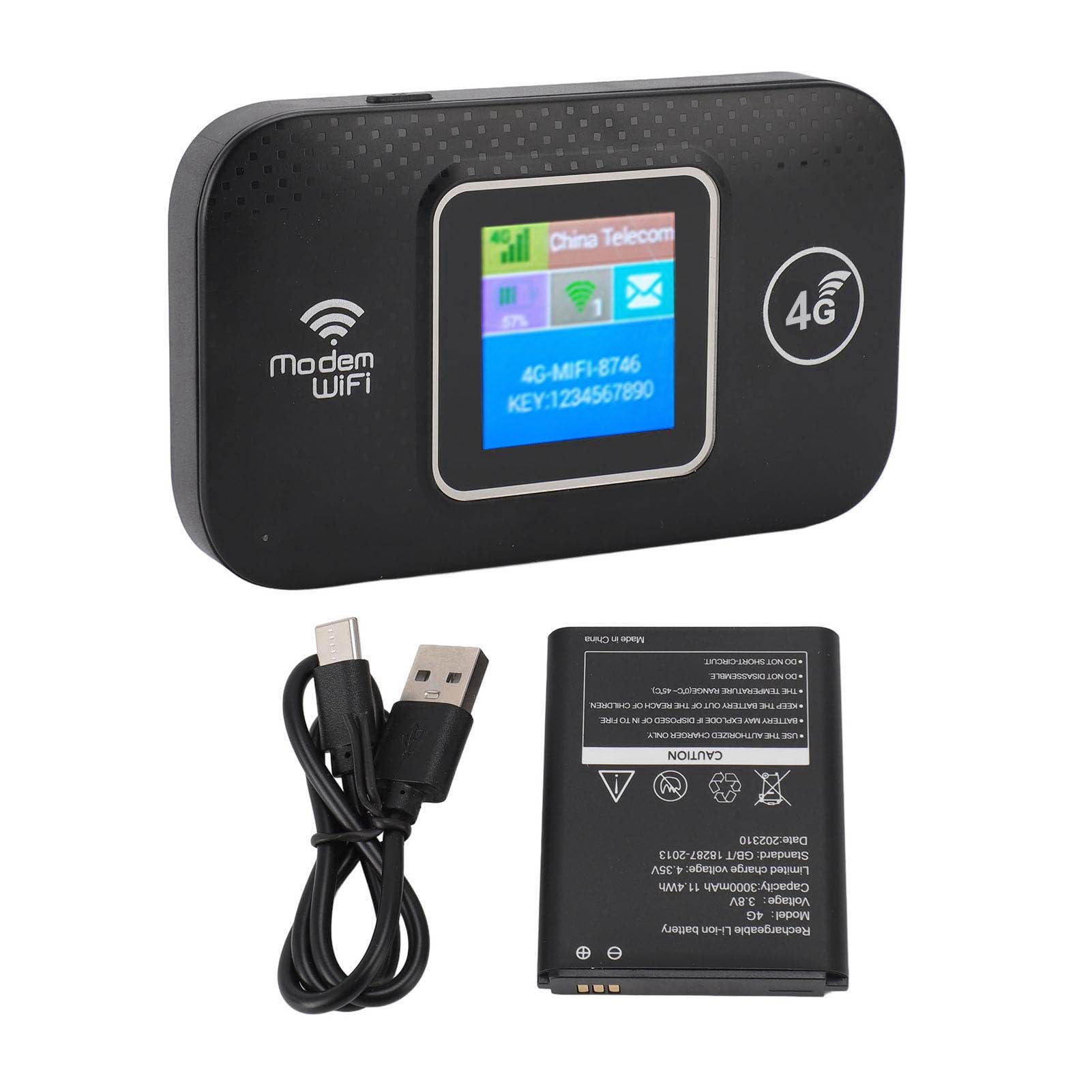 Asixxsix Hotspot WiFi Mobile 4G LTE, Modem Router WiFi Portatile 300Mbps con Slot per Scheda SIM, Supporto Hotspot da Viaggio Europa, Fino a 10 Utenti, Batteria a Lunga Durata 3000mAh, Nero