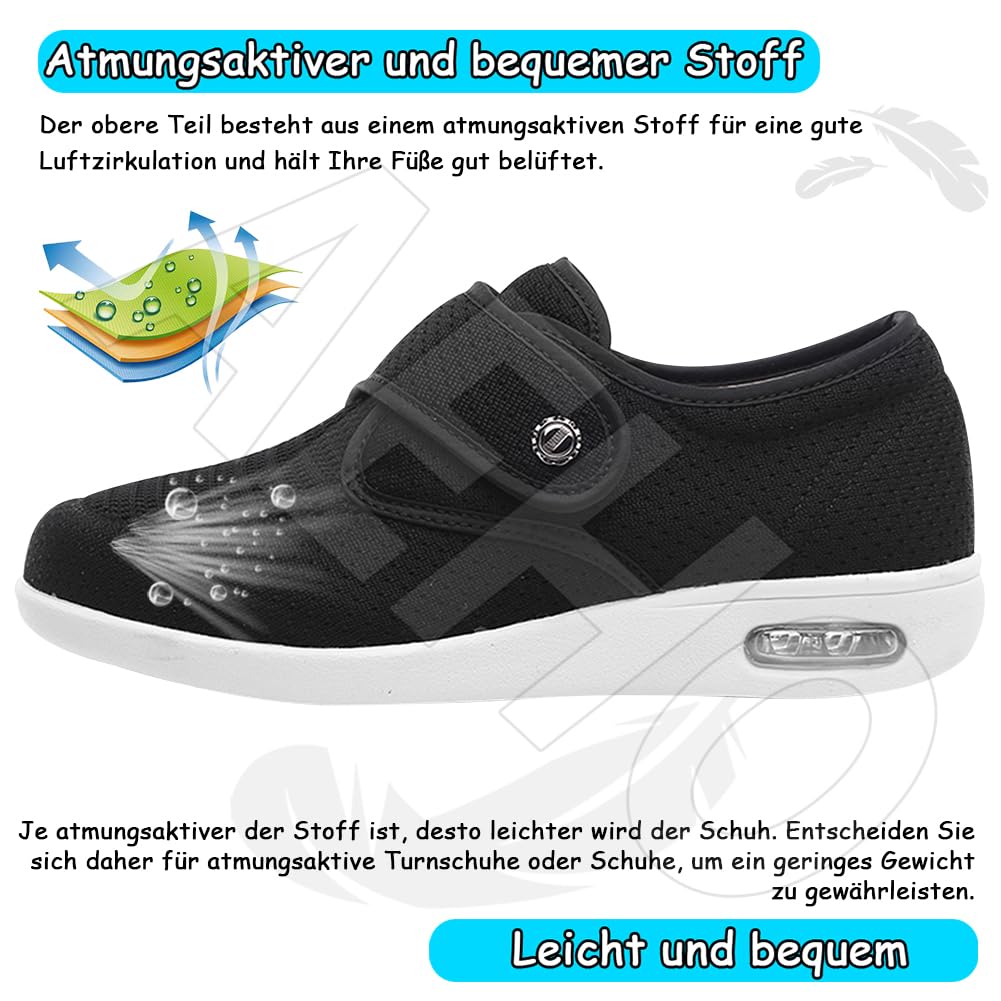 AEHO Air Cushion Walking Shoes Orthopädische Diabetiker Wanderschuhe orthopädische Schuhe für Damen atmungsaktiv lässig Luftkissen Schlupfschuhe Outdoor Walking Sneaker,Blau,37.5 EU