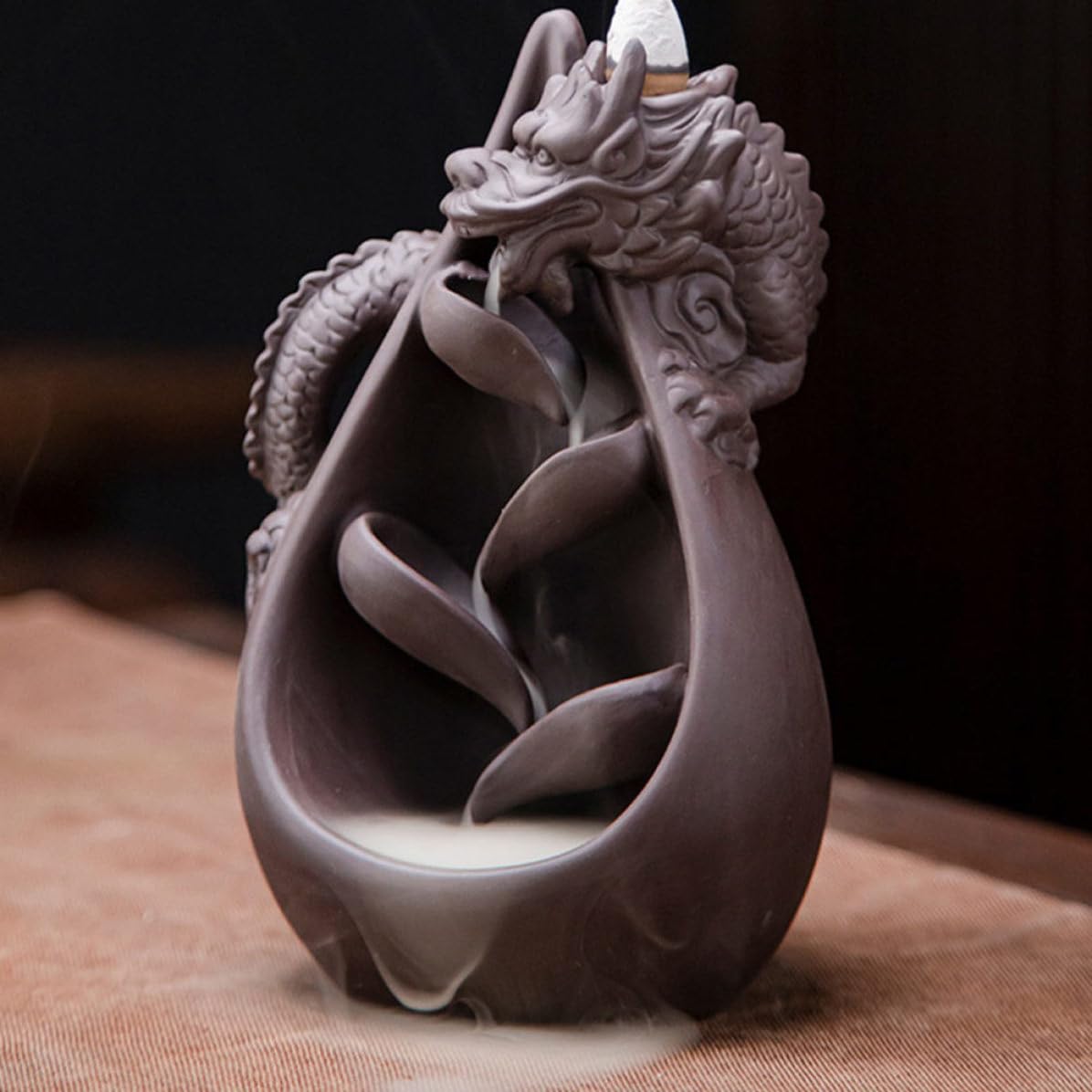 IMIKEYA Quemador de Incienso de Arena Morada y Purifica el Aire Diseño de Dragón, Relieve Estrés para Ceremonia de Té Decoración del Hogar