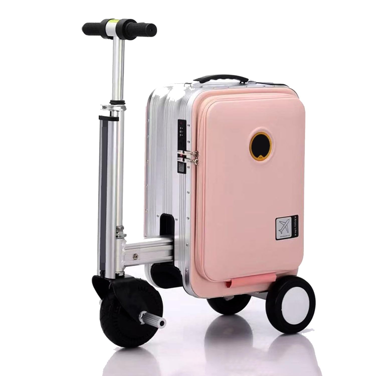 Walizka Do Skutera, Elektryczna, Jeżdżąca Walizka | Akumulator 93,6 WH 13 km/h, koła terenowe 5,5 cala, wzniesienie 6°, blokada TSA, z portem USB(Pink)