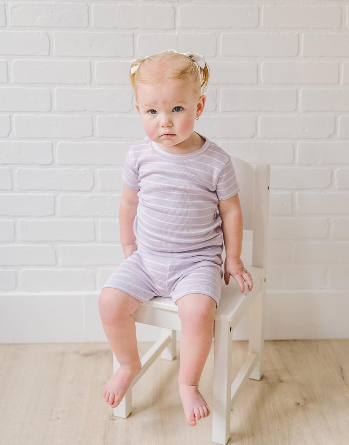 moimoln Stripe Pajamas Set 12M-8Y Ribbed Unisex Baby & Toddler, Soft Viscose, Snug-Fit, Everyday Sleepwear - Image 5