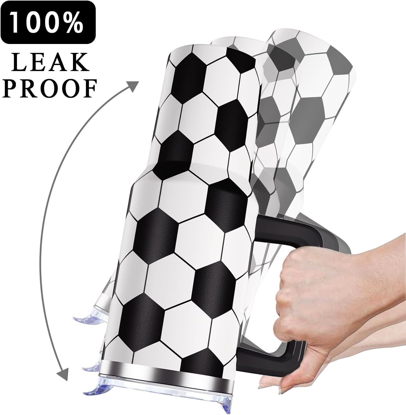 40oz Soccer Tumbler with Handle Soccer Gifts Stuff for Men Girls Boys Gift for Coach Lovers Fan Mom Tumblers Stainless Steel Cup - Image 4