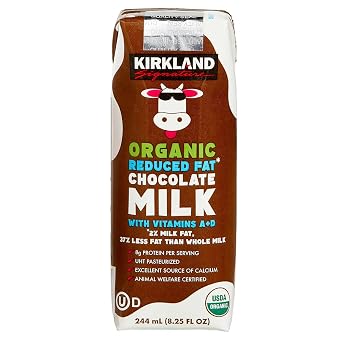 Kirkland Signature Organic Reduced Fat Chocolate Milk, 8.25 Fluid Ounce, 24 Pack