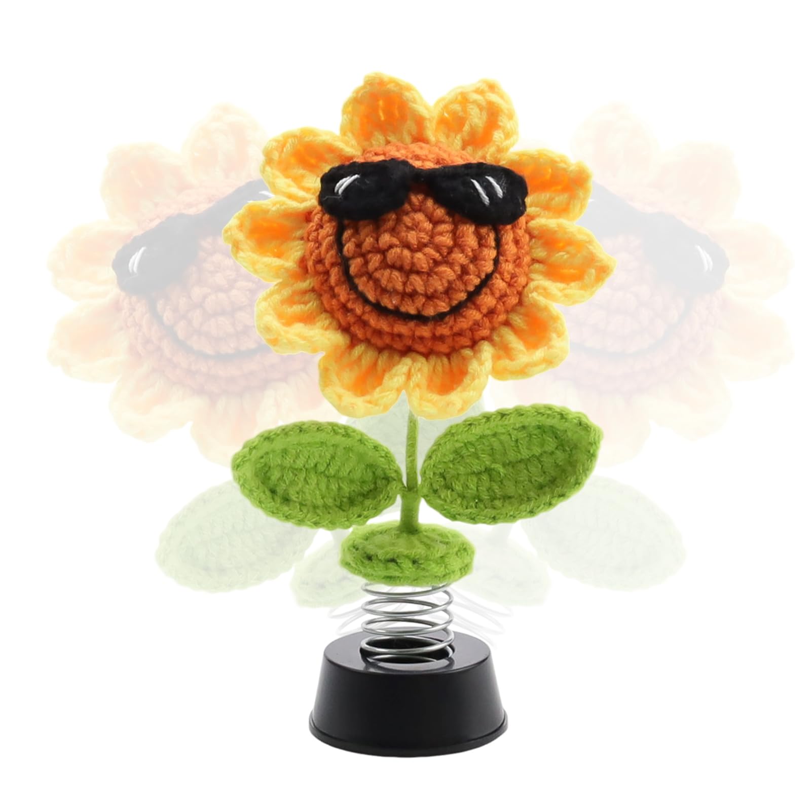 KINHARD Déco Voiture Tournesol Au Crochet Avec Balançoire Et Autocollant - Ornement Intérieur