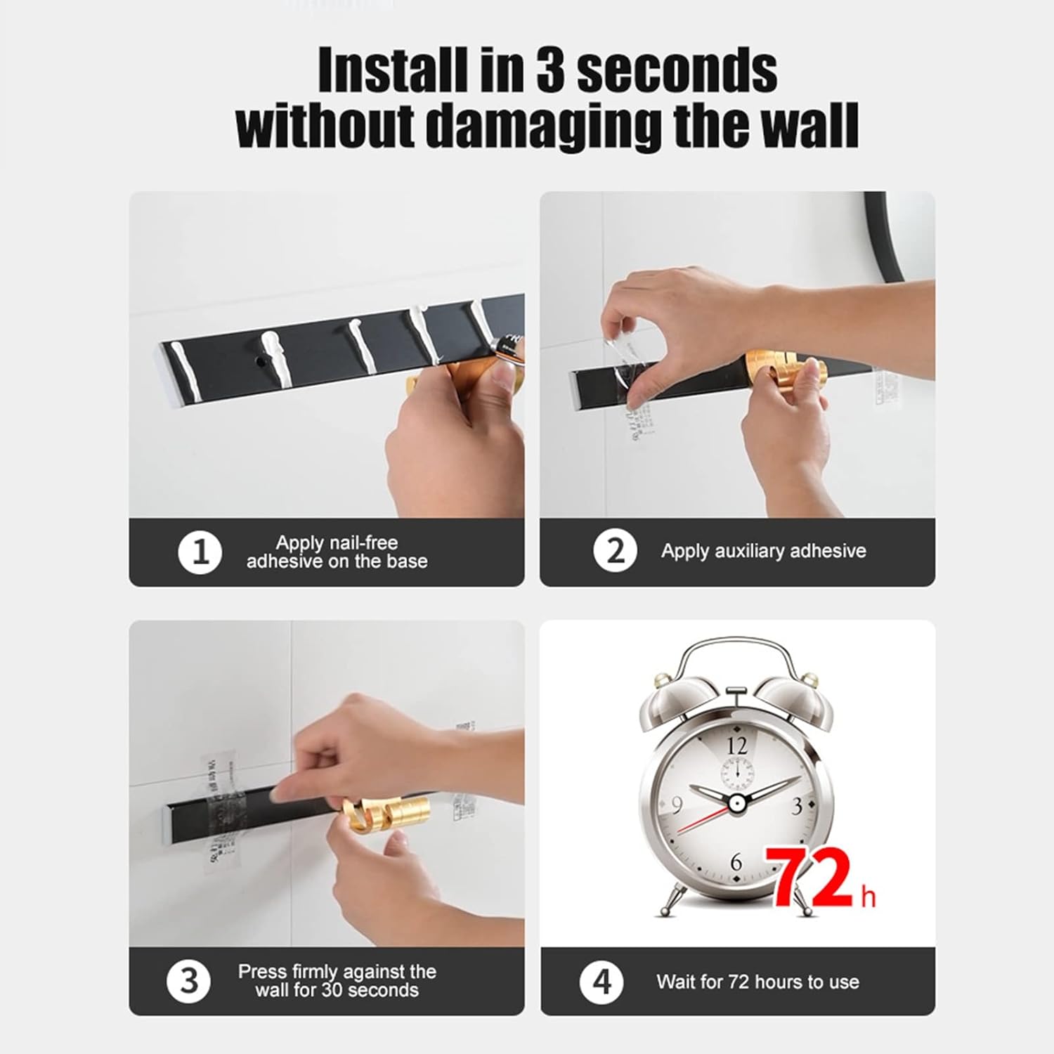 Wall Mounted Coat Hook Aluminum Hooks Black and Gold Wall Coat Rack Key Holder Kitchen Bathroom Towels Holders Wall Hooks Accessories for Home Balcony Decorative Hat Rack