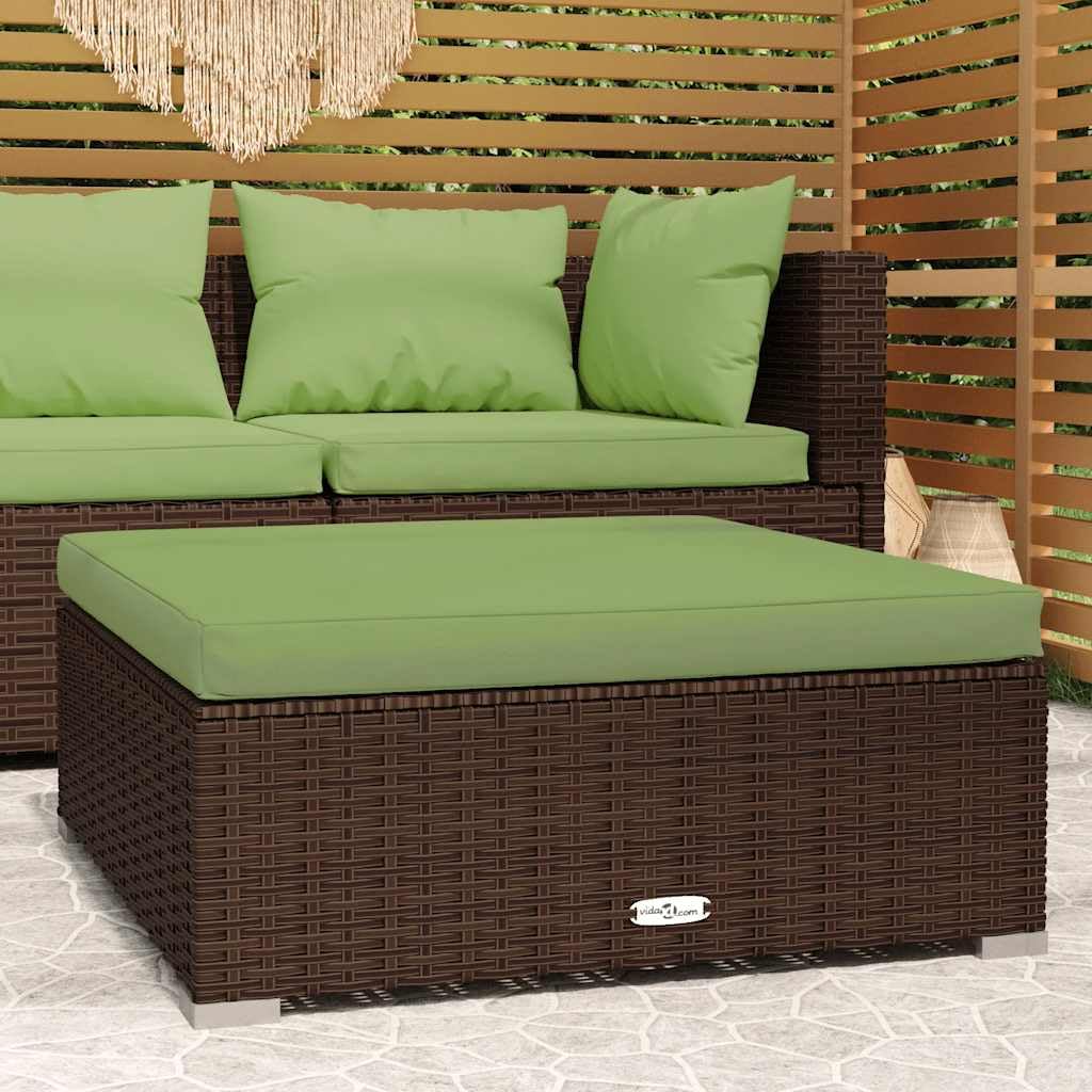 Podnóżek ogrodowy brązowy 70 x 70 x 30 cm polirattan