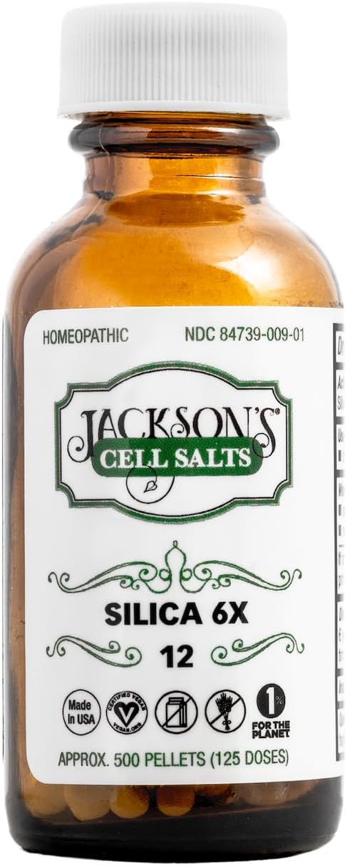 Jackson's Cell Salt #12 Silica 6X (500 Pellet Bottle) – Certified Vegan, Lactose-Free Silica 6X