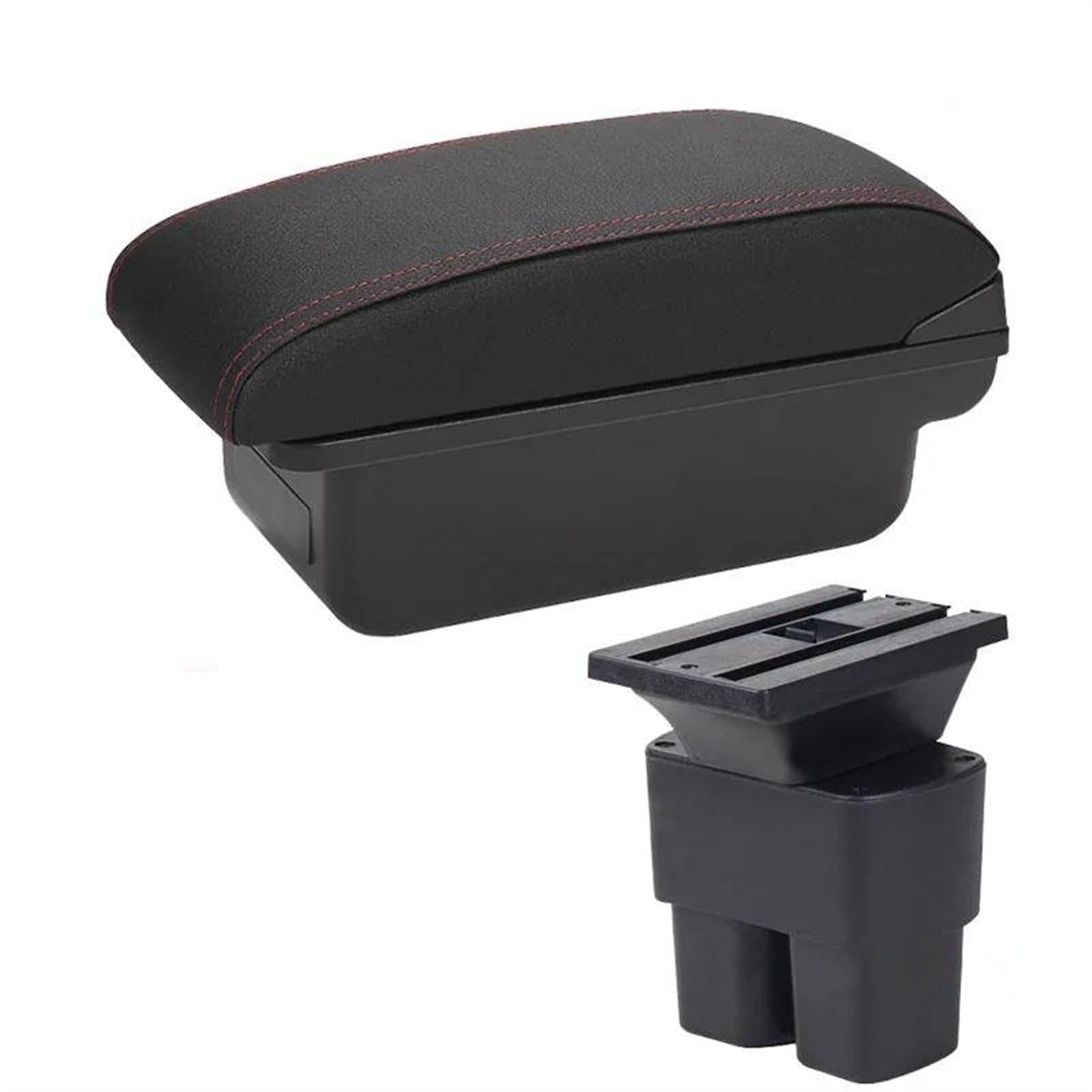 NOHEEU Car Center Console Storage Box Multifunctional Armrest Interior Accessories For Nissan NV200(C1 Black red NO USB)