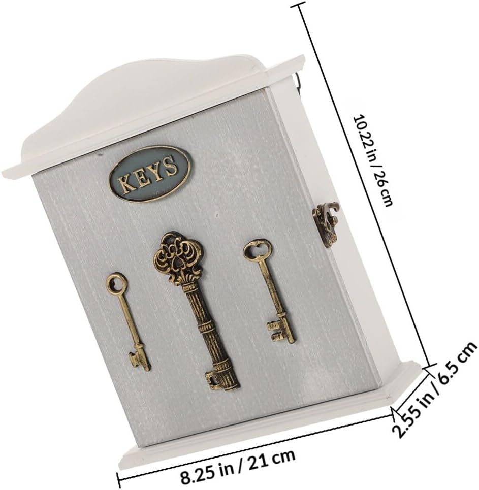 Wall Mounted Wooden Key Holder Box with Hooks Vintage Entryway Key Cabinet Organizer Decorative for Home Wall Mount