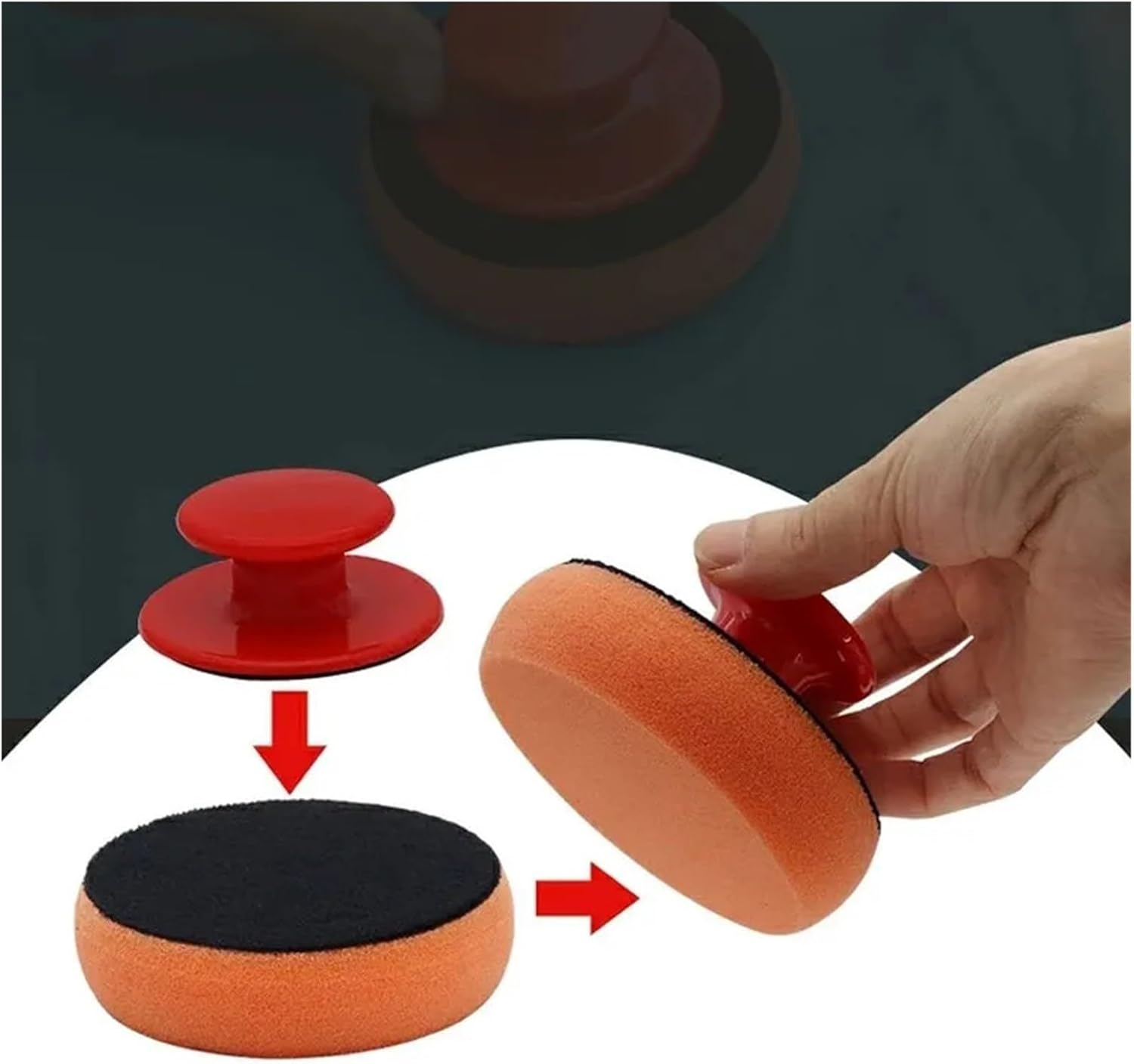 4 Inch Car Wax Applicator Pads Set with Red Handle, Soft Sponge Foam Wax Pads for Car Polishing, Cleaning & Detailing(7Pcs)