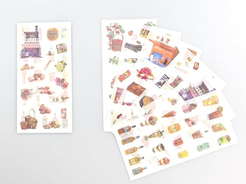 Miniatura 3 de Paquete de 2 calcomanías de comida para álbumes de recortes, tienda de alimentos, frutas, aperitivos, bebidas, helado, calcomanías para cenas,