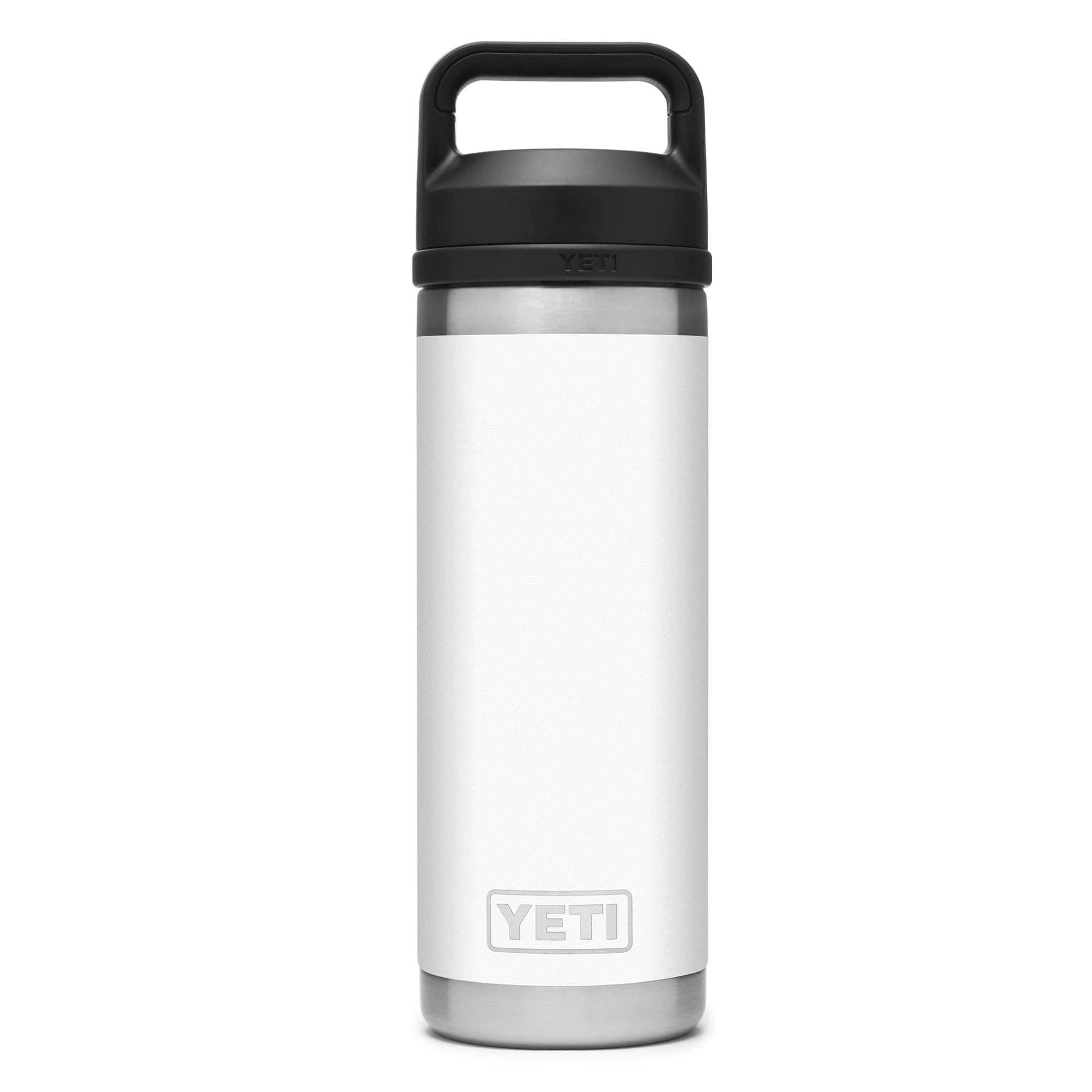 YETI Rambler 18 oz (532 ml) Water Bottle with Chug Cap, White | Insulated Stainless Steel Water Bottle for Hot or Cold Drinks, 100% Leakproof Chug Cap, Easy Carry Handle, Dishwasher Safe