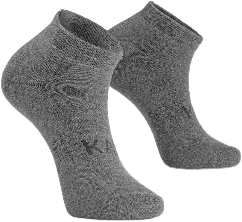 KARU Alpaca Ankle Socks for Men and Women - Moisture Wicking and Temperature Regulating Baby Alpaca - Large, Grey