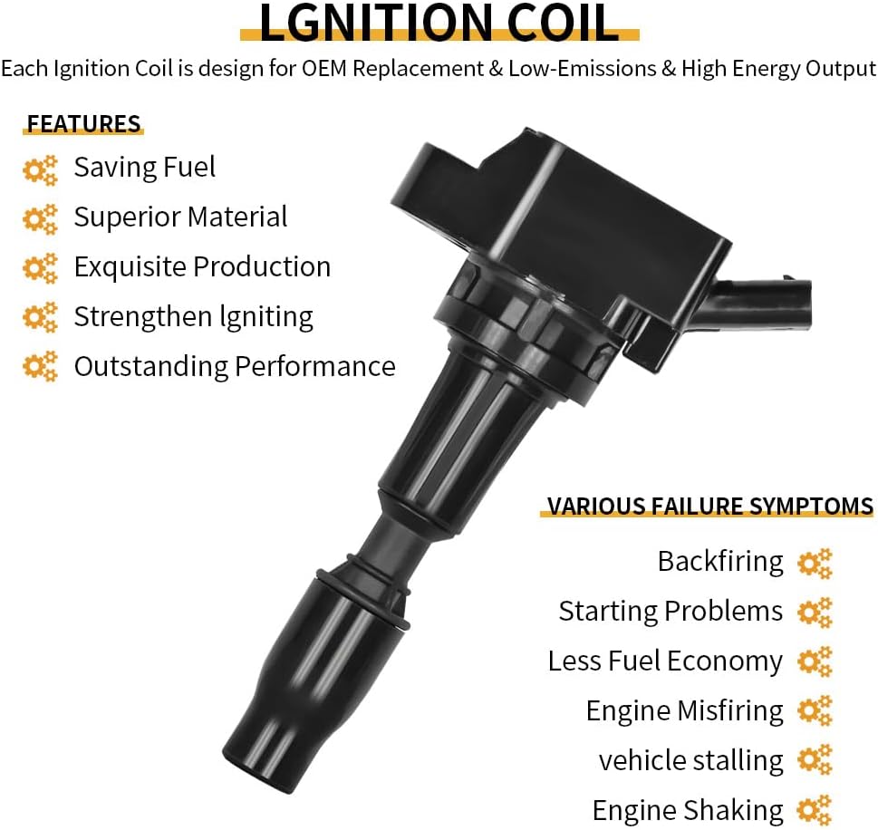 Set of 4 UF764 Ignition Coil Pack with Spark Plugs Compatible with 2015-2019 Hyundai Sonata Hyundai Kia Optima Genesis G70 G80 G90 Kona N Santa Fe Sport Tucson 2.0L 5.0L 2.4L Replace# 27300-2GGA0