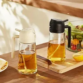 Pulverizador de Azeite de Vidro Premium 400ml 2 em 1, Porta Azeite, Galheteiro Azeiteiro, Vinagreiro Borrifador de Óleos e Vinagre, Alça Ergonômica Ideal para Culinária Saudável