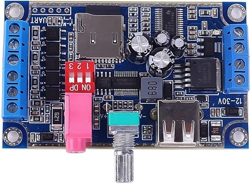 Miniatura 7 de DONGKER Módulo de reproducción de voz MY-F1090, módulo de voz de música DC 12V-24V con ajustador de volumen y una placa de reproducción de sonido de