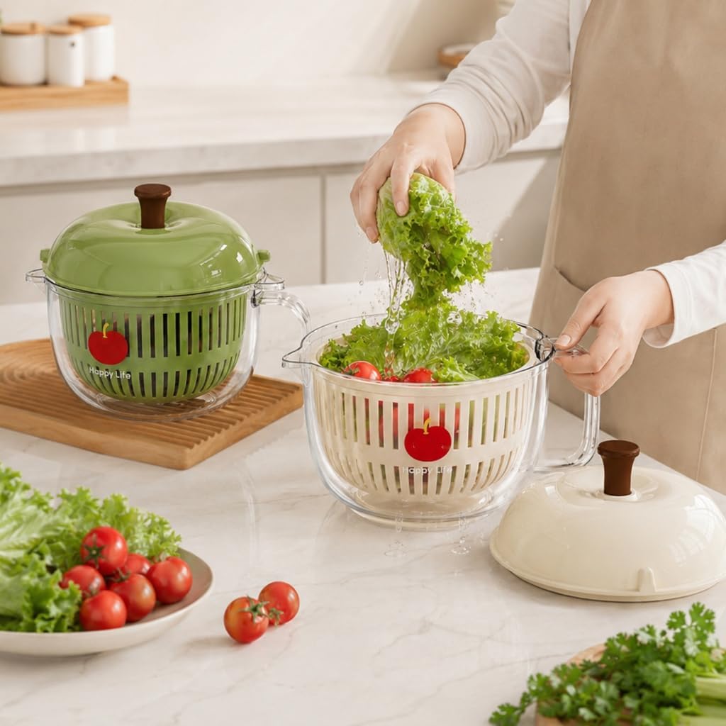 Hand-Turn Salad Dryer with Bowl for Daily Produce Washing Tasks