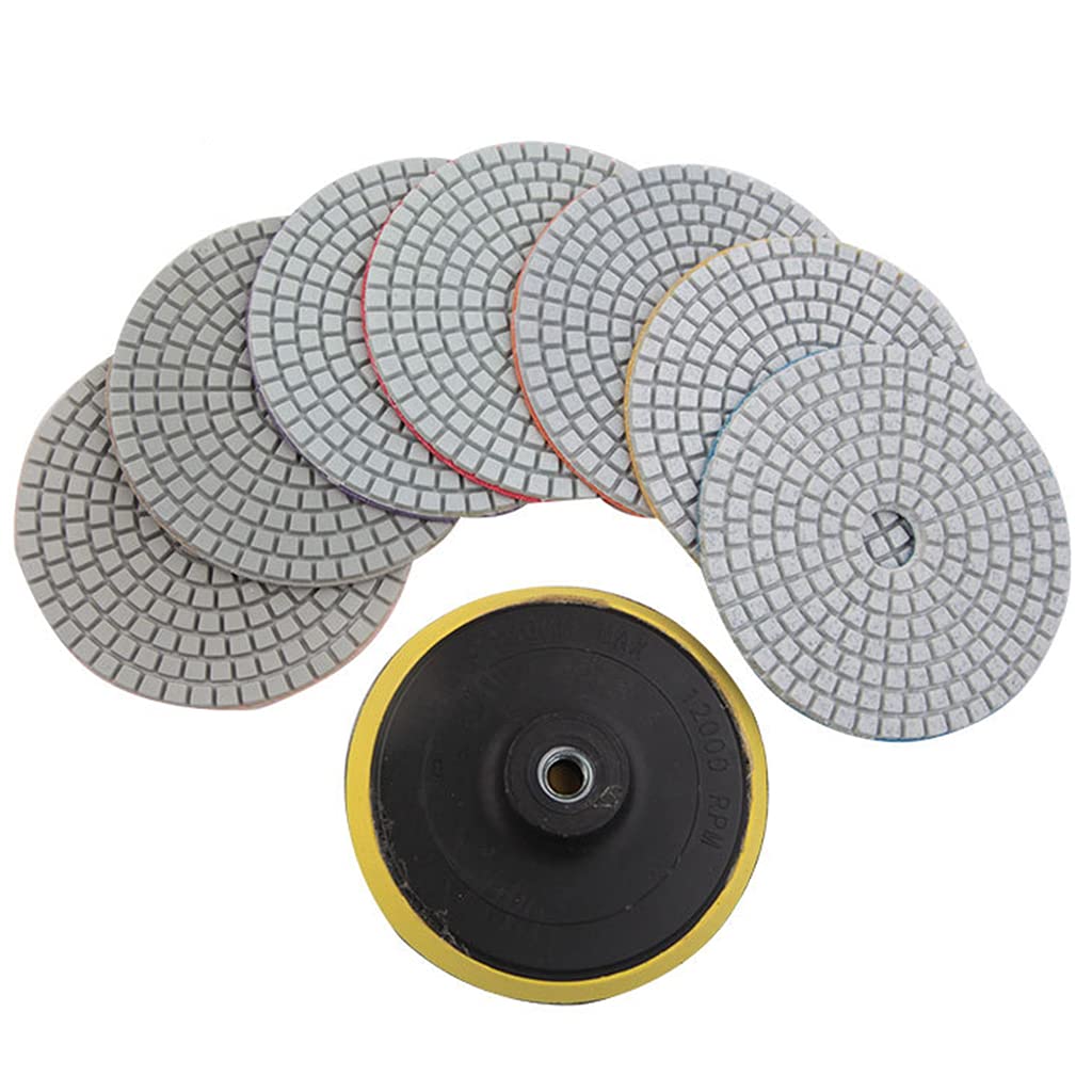 Lot de 8/9/11/12/19 tampons de polissage humides pour béton, marbre, quartz, 10 cm