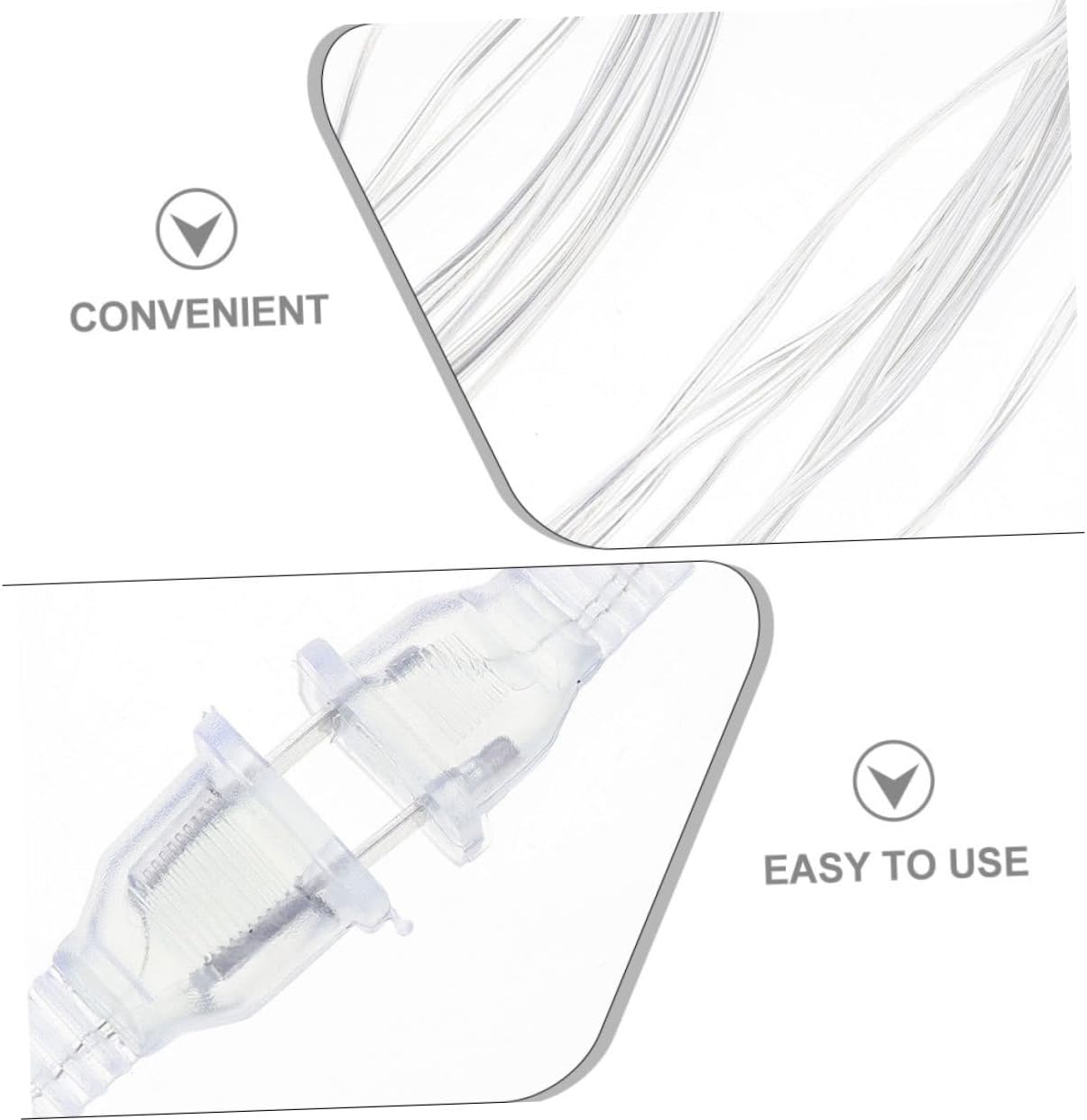 TEHAUX 2-Pack Led Light Strip Extension Cord with Cn Plug for Indoor Party and Festival Decoration Flexible Clear Lamp Cable 196.85 Inch Long