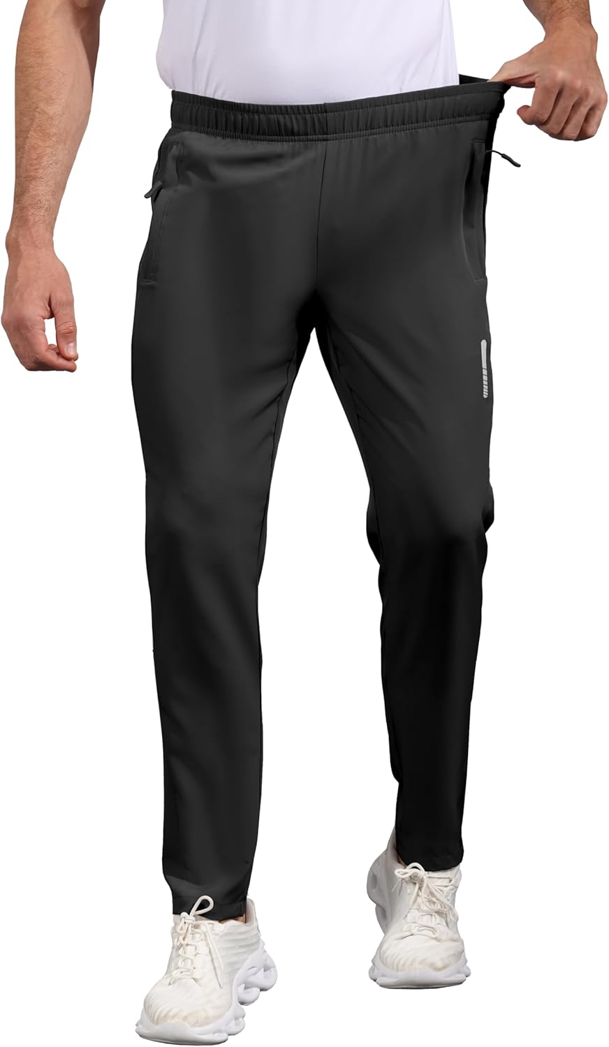 Men's Sweatpants Quick Dry Lightweight Joggers - with Zipper Pockets for Gym, Running, Training & Daily Wear Black 2XL - Image 4