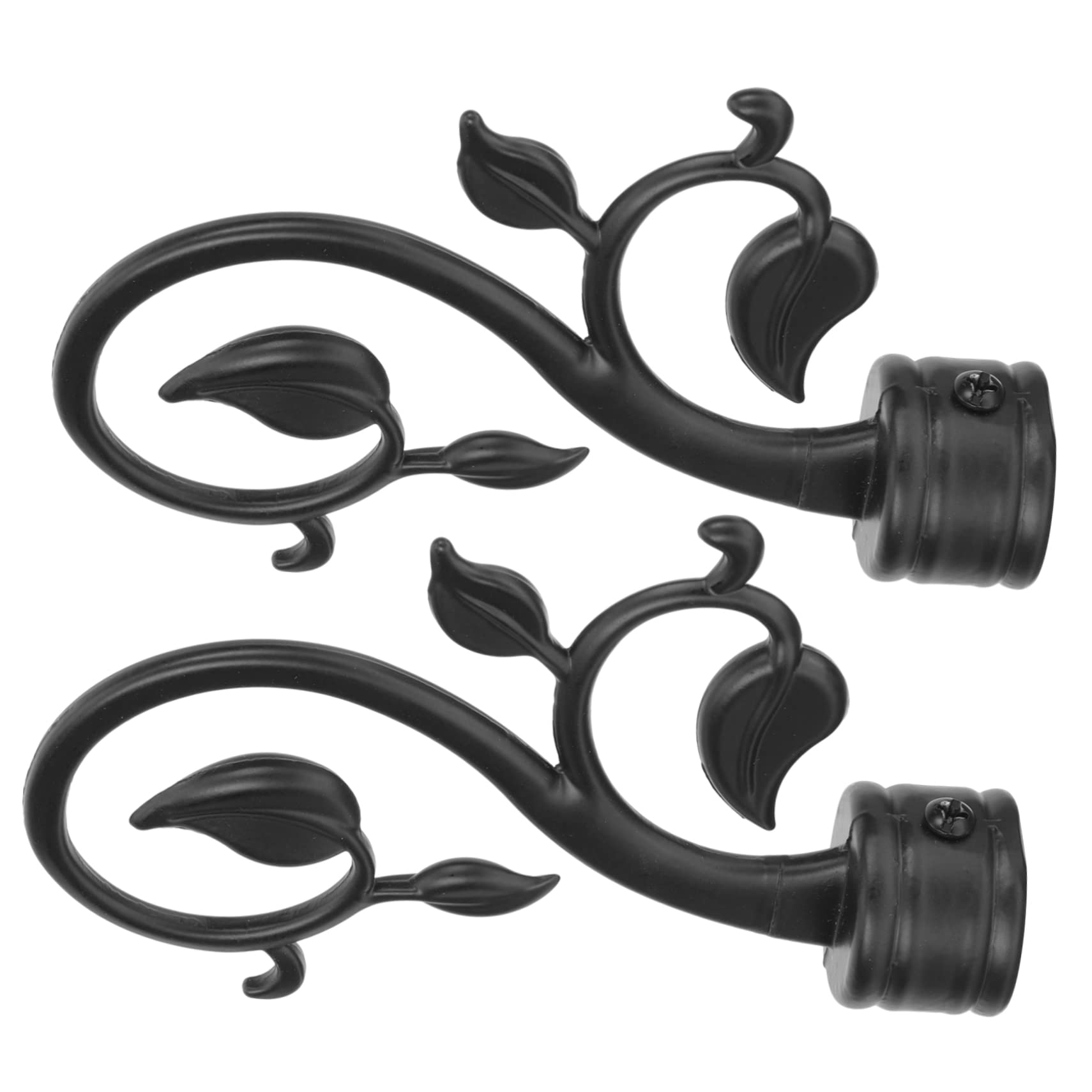Cabilock 2pcs Curtain Rod Finials Stylish Curtain Pole Ends Elegant Drapery Accessories Construction Matte Leaf Design for Home Decor